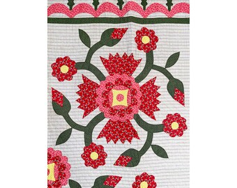 Quilt Fridge Magnet - Repro Vintage Antique Quilt Magnets - Rose of Sharon Pattern