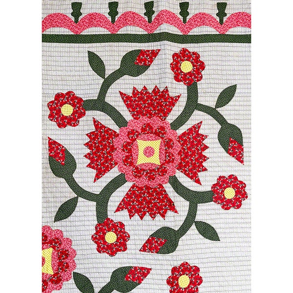 Quilt Fridge Magnet - Repro Vintage Antique Quilt Magnets - Rose of Sharon Pattern