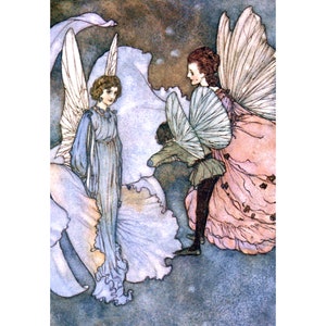 Fairies Print - Princess Orchid Meeting Hedgeflower - Fairies Wall Art - Edmund Dulac