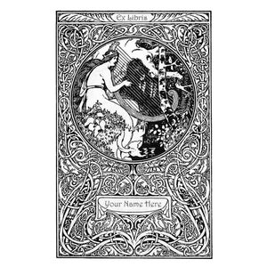 Ex Libris Bookplates - Art Deco Mermaid Plays Harp - Acid-Free or Self-Stick
