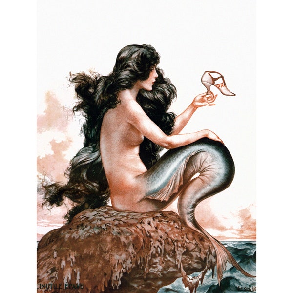 Mermaid Card - Shoe from Shipwreck - Repro Herouard La Vie Parisienne