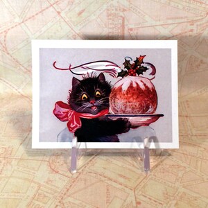 Christmas Magnet Cat with Plum Pudding Fridge Magnet Stocking Stuffer Gift image 2