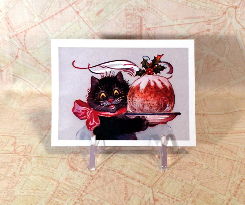 Christmas Magnet Cat with Plum Pudding Fridge Magnet Stocking Stuffer Gift image 2