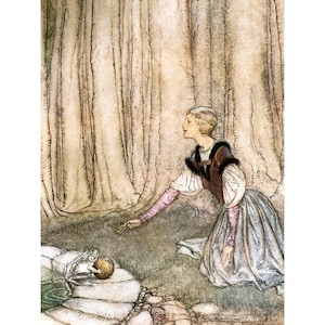 Fairy Tale Card - Princess and the Frog Prince Story - Repro Arthur Rackham