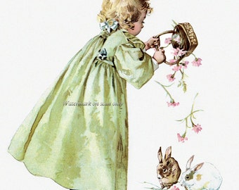 Easter Bunnies Card - Maud Humphrey Girl Greeting Card