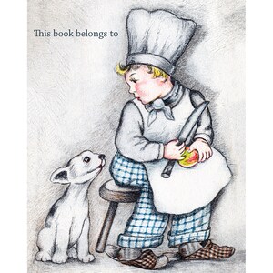 Boy with Dog Bookplates - Self Stick or Acid Free - Young Chef - Personalized Gift