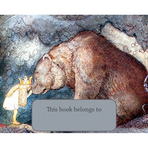 Princess and Bear Bookplates - Acid-Free or Self-Stick - Repro John Bauer - Personalized Gift