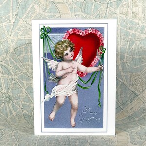 Valentine's Day Card Cupid Archer Archery Hearts and Flowers Valentine Vintage Style Brundage image 2