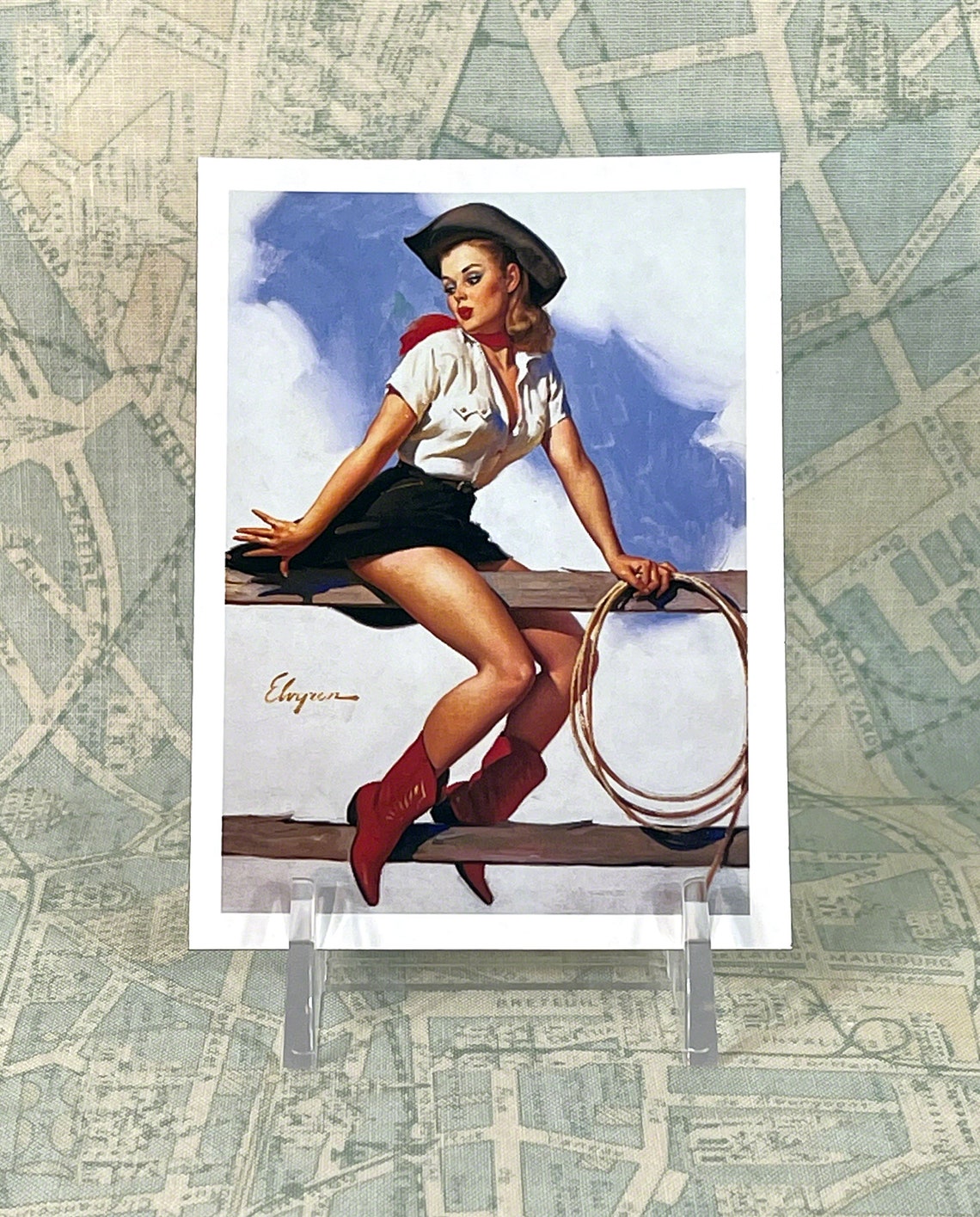 Sexy Refrigerator Magnet Cowgirl Pinup Girl Repro Gil Etsy