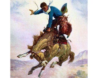 Buffalo Bill's Wild West Bucking Bronco Horse Cowboy Usa Vintage Poster ...