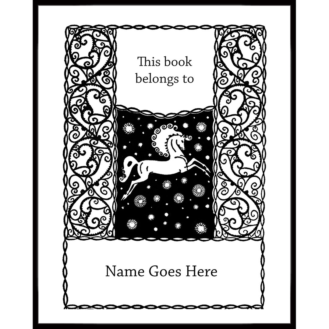 Horse Bookplates - Self-stick or Acid Free - Black and White Book ...