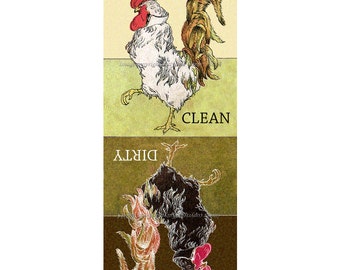 Clean Dirty Dishwasher Magnet - Rooster Struts Chicken Dish Washer Magnet
