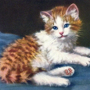 Cat Card - Orange and White Kitten Notecard - Vintage Style - A. Lampe