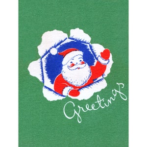 Christmas Card - Santa Claus Waves Hello - Retro Holiday Notecard