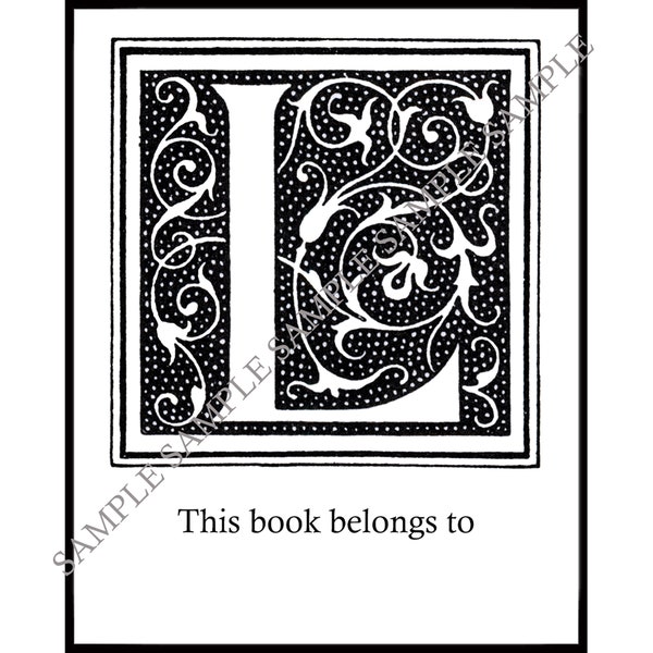 Monogram Bookplates - Acid-Free or Self-Stick - Art Deco Alphabet Initials to Choose From - 1 Letter Per Set