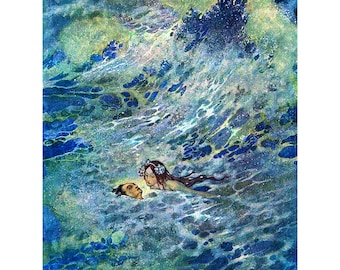 Mermaids Card The Little Mermaid Repro Edmund Dulac Notecard