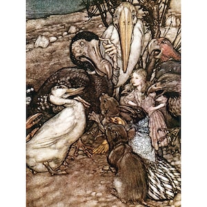 Alice in Wonderland Print - Dodo Bird The Caucus Race - Arthur Rackham Artwork