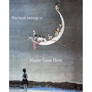 Bookplates for Girls - Acid-Free or Self-Stick - Fairies on the Moon Artwork - Personalized Gift