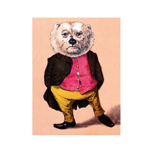 Wall Street Bear Card - Polar Bear in Red Vest - Humorous Gift for Man