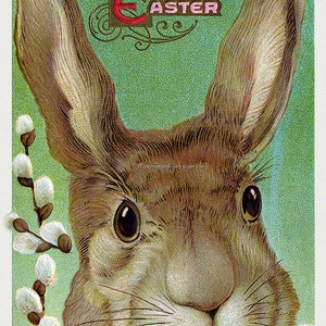 Easter Bunny Card Rabbit with Pussy Willows Holiday Gift Home Decor image 2