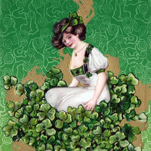 St. Patrick&#39;s Day Stickers 1 - Envelope Seals - Clovers and Colleens - Set of 8 Indv or 20 1.5 inch Seals