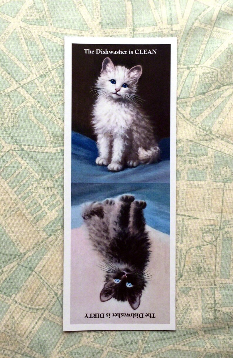 Clean Dirty Dishwasher White and Black Kittens Cat Etsy