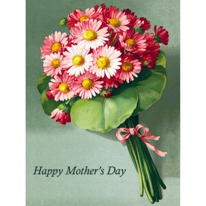 Mother&#39;s Day Card - Pink Daisies Bouquet - Flowers for Mom