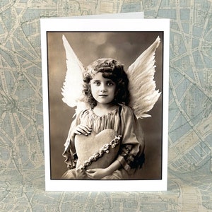 Angel Greeting Card Valentine Card Little Girl with Wings and Heart image 2