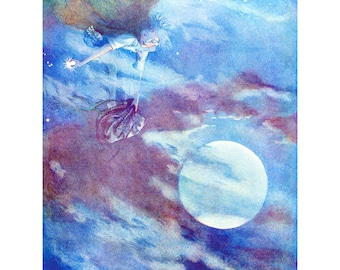 Fairy Card - Fae Polishes the Stars Under a Full Moon - Honor C. Appleton Artwork