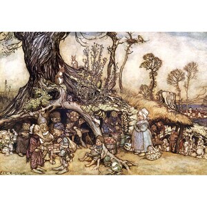 Fairy Print - The Little People&#39;s Market - Fairies Fantasy Art - Arthur Rackham