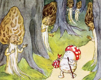 Fantasy Card - Mushroom Men in the Woods - Woodland Fairies