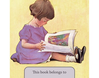 Girl Reads Bookplates - Acid-Free or Self-Stick - Jessie Willcox Smith - Personalized Gift