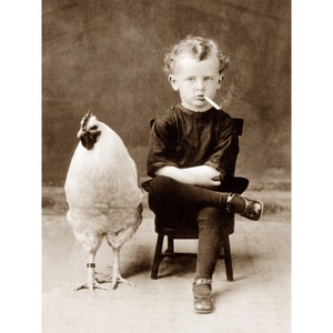 Chicken Boy Smokes a Cigarette Print Rooster Poses image 2