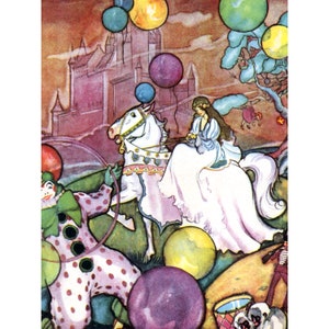 Princess Card - Dreamland with Clowns and Toys - Little Girl Notecard