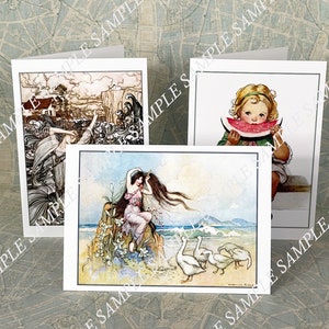 Easter Card Chicks Ride Bunnies as Horses Hunt Scene Sidesaddle Rider image 4