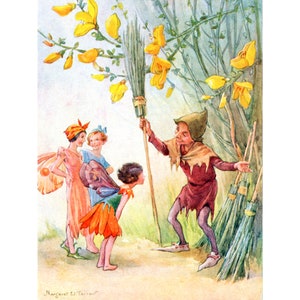 Fairy Magnet - Faerie Broom Shop - Margaret Tarrant - Scotch Broom Flowers