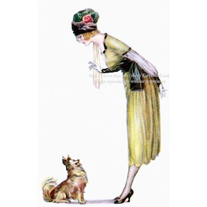 Woman with Dog Card - Lady with Pomeranian Dog Notecard - Gift for Dog Lover