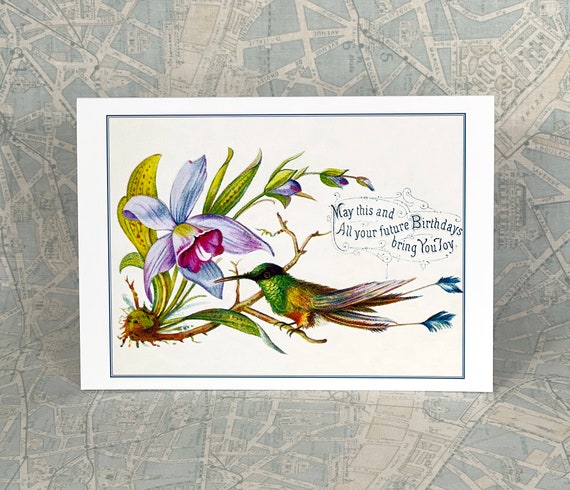 Hummingbird With Flowers Earring Cards Personalized Customized