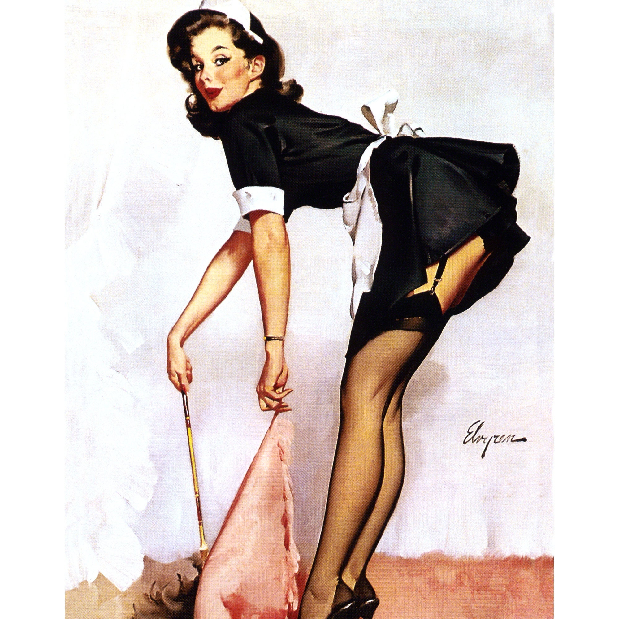 Pinup Girl Print French Maid Repro Gil Elvgren pic
