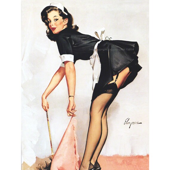 Pinup Girl Print French Maid Repro Gil Elvgren Etsy Pinup Girl Print French Maid Repro Gil Elvgren Etsy