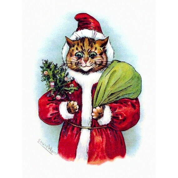 Victorian Christmas - Louis Wain Cats Greeting Card for Sale by