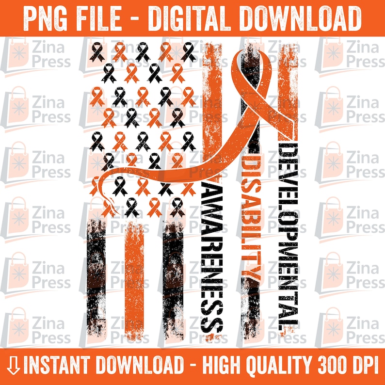 Developmental Disability Awareness PNG | Orange Ribbon USA Flag PNG ...