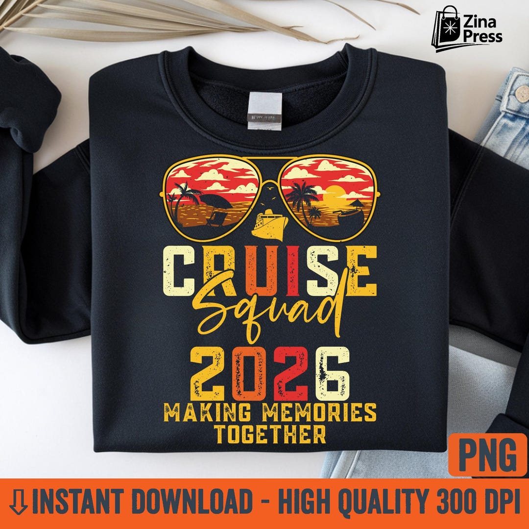 Cruise Squad 2026 PNG | Tropical Sunset Cruise Vacation PNG | Matching ...