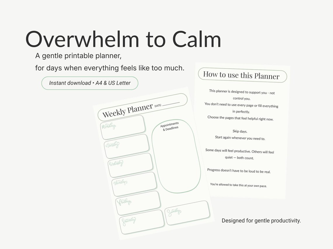 ADHD Planner Printable, Weekly Minimalist Planner, Executive Function ...