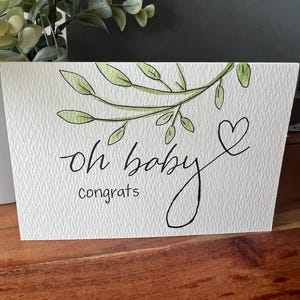 Oh baby- hand painted watercolor baby card - Blank inside
