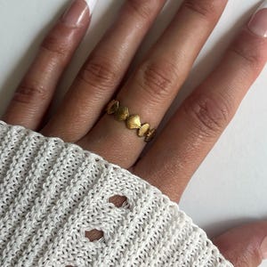 Gold Seashell Band Ring, Adjustable Coastal Beach Jewelry