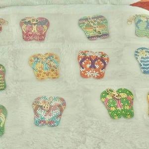 Beachy flip flop keychain - Sold Individually pick from 12 festive designs