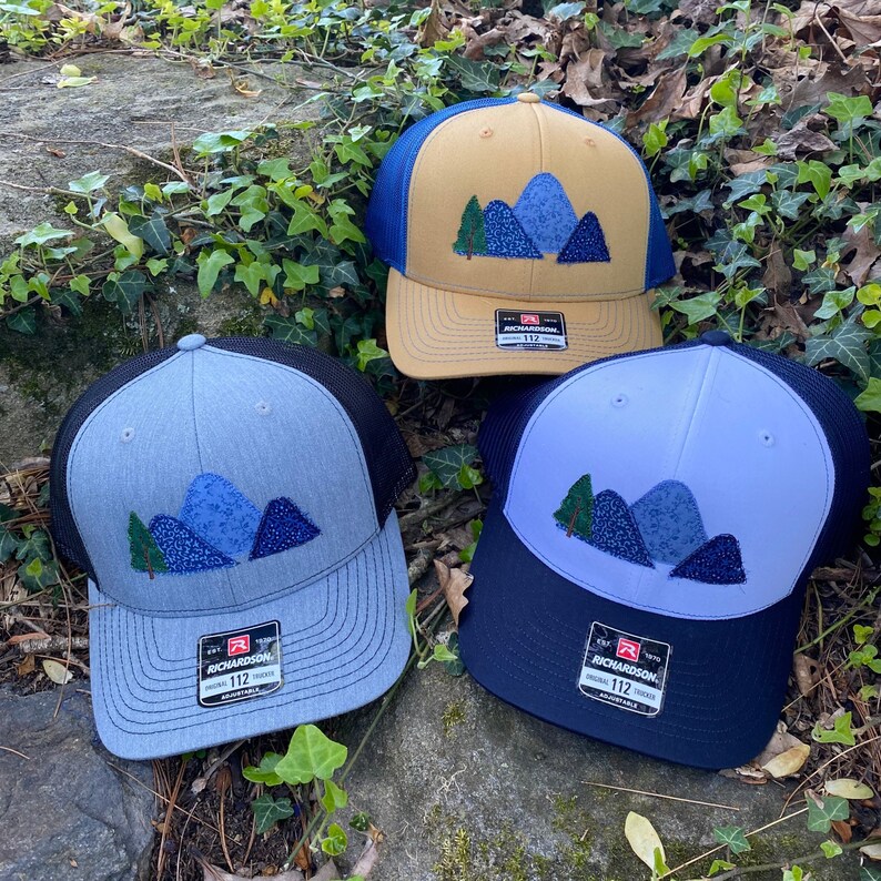 Handcrafted Blue Ridge Fabric Mountains trucker hat. Richardson 112. Made from Upcycled materials image 2