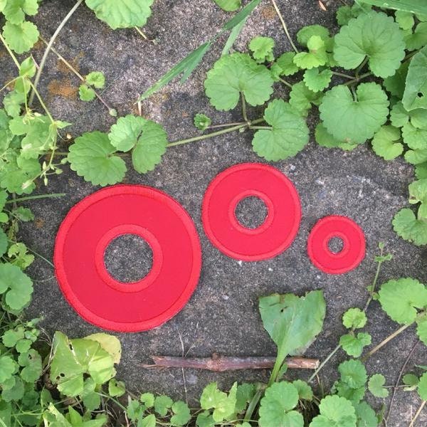 Fishman Donuts Handmade iron on Patch - Small, Medium, Large. Made from recycled materials!