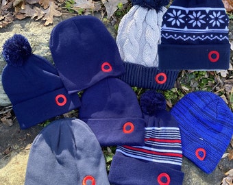 Fishman donut beanie. Simple, old school, classic, embroidered. Organic, Pom-Pom, cuff, marled, stripe, toboggan hat. Custom Embroidery